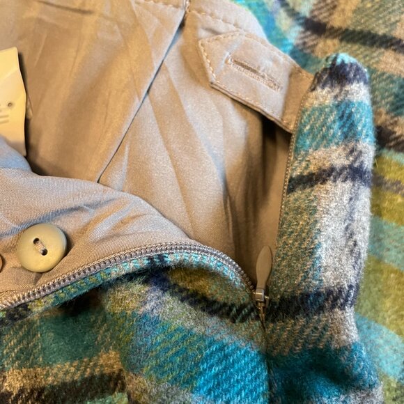 J Jill Wool Blend Skirt 12 Blue Green Tartan Office Casual NEW - Picture 7 of 10